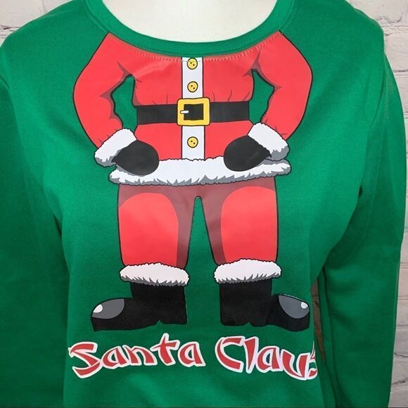 LAST CHANCE Fancyqube Santa vinyl body green lightweight sweatshirt - Picture 2 of 6